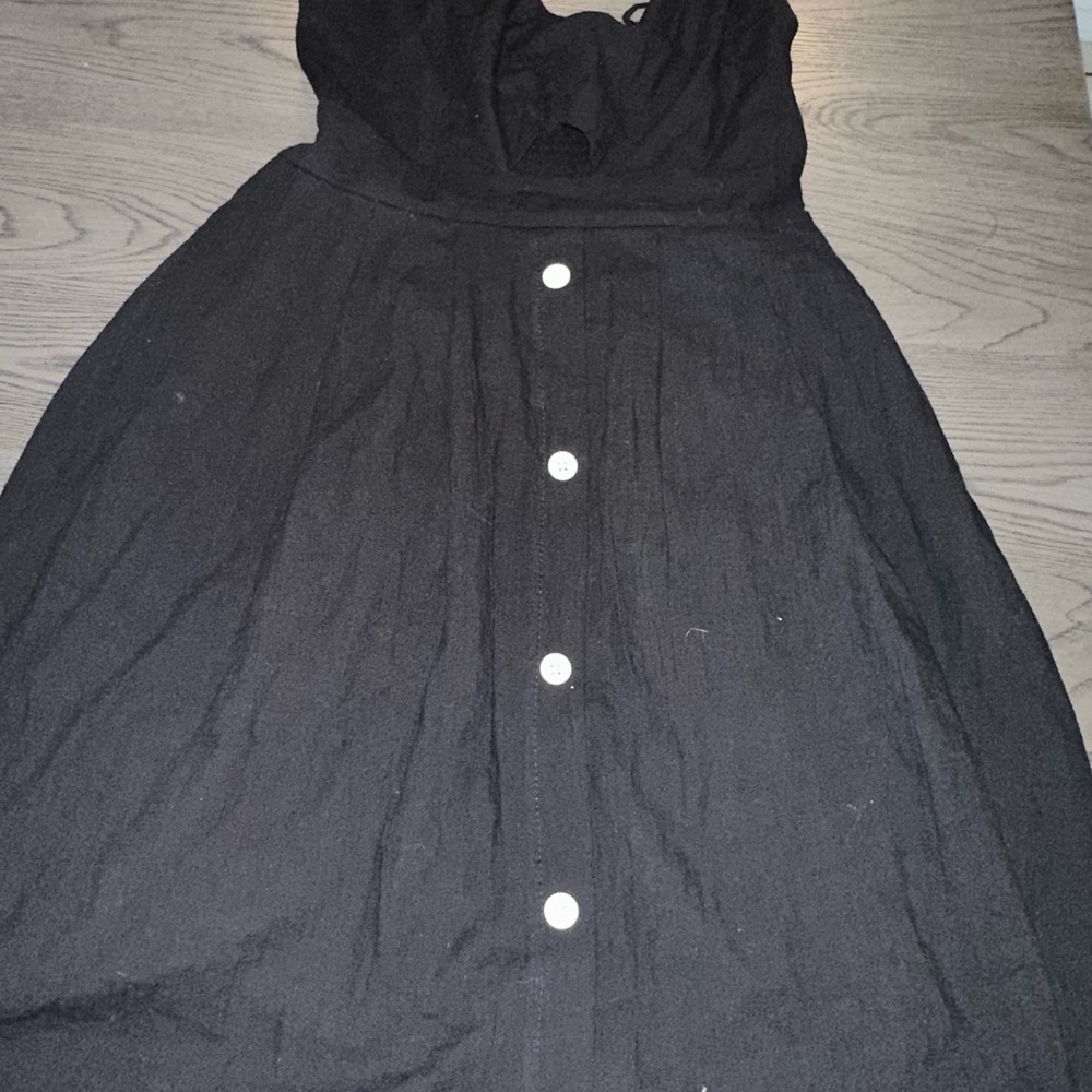 Mango Black Ruched Strapless Sundress